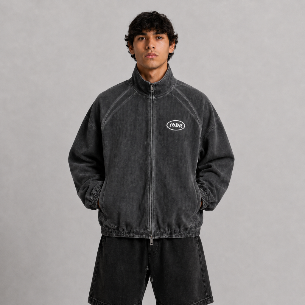 Reverse Dyed Zip-Up Mesh Jacket